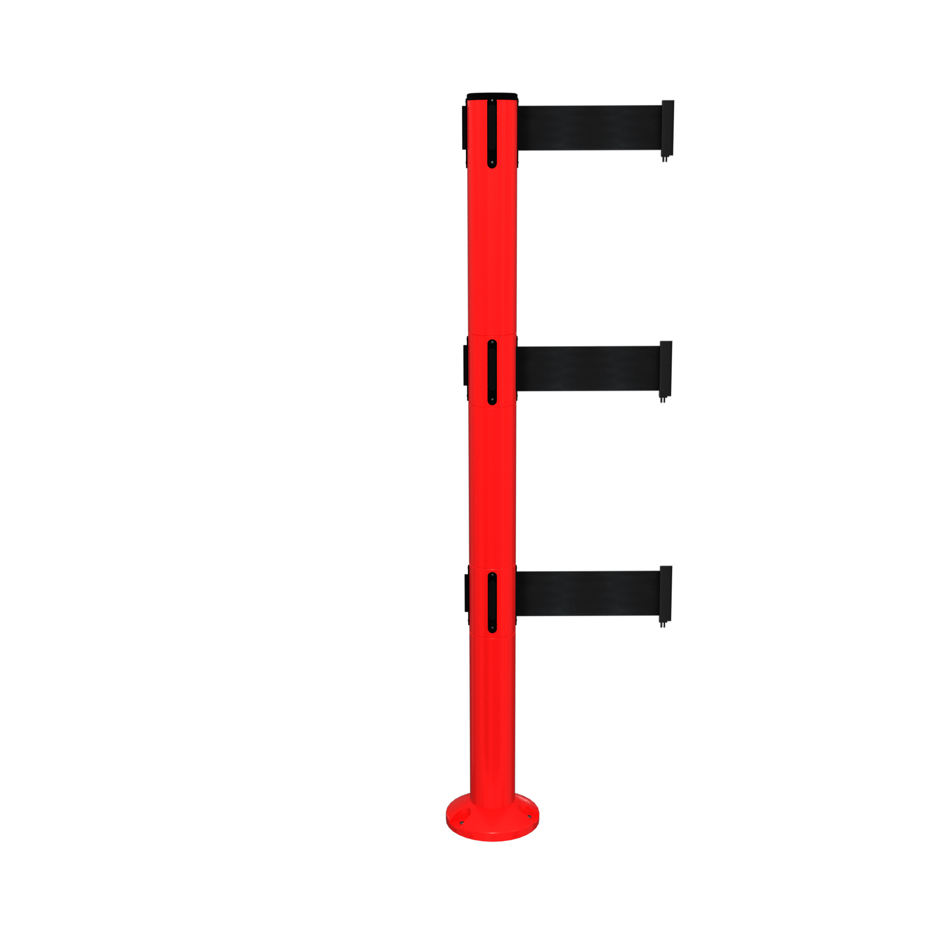 Red SafetyPro 250 Fixed Retractable Belt Barrier with Triple Belts